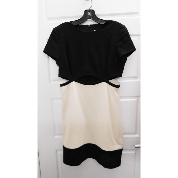 Emilio Pucci Black Ivory Wool Blend Cut‎ Out Stretchy Dress Italy sz 8